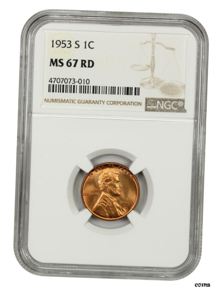  アンティークコイン コイン 金貨 銀貨  1953年-S 1c NGC MS67 RD-リンカーンセント- show original title