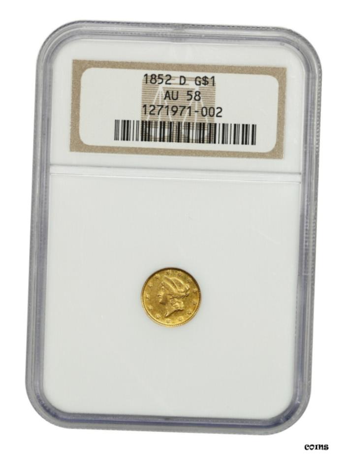  アンティークコイン 硬貨 1852年-D G$ 1 NGC AU58-望ましい分岐鋳造品 - 1 ゴールドコイン- show original title  #oot-wr-5672-288