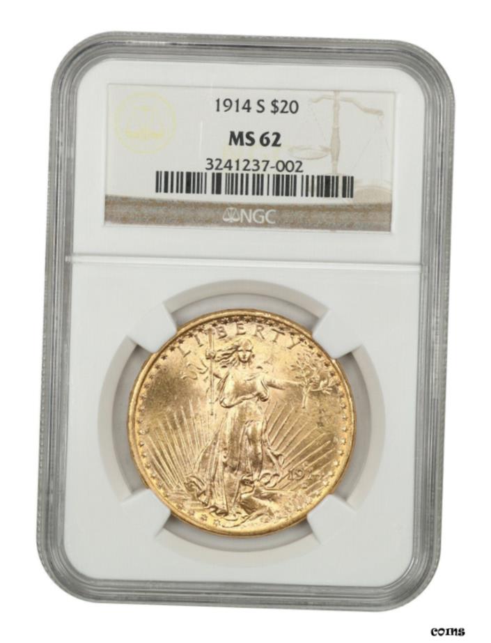 【極美品/品質保証書付】 アンティークコイン 硬貨 1914年-S $20 NGC MS62-Saint Gaudens ダブルイーグル-ゴールドコイン- show original title [送料無料] #oot-wr-5672-559