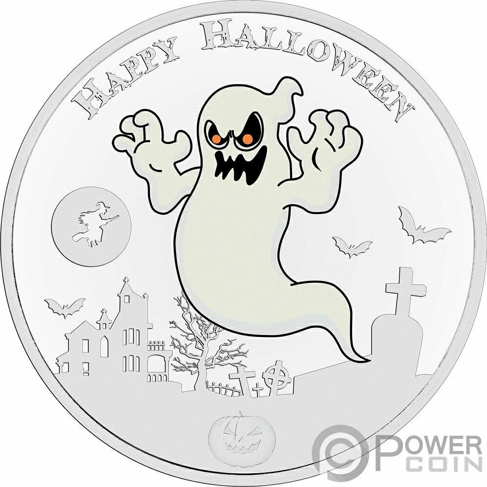 【極美品/品質保証書付】 アンティークコイン コイン 金貨 銀貨 [送料無料] GHOST Halloween Glow In The Dark 1オンス シルバーコイン 2 $ Niue 2017年- show original title