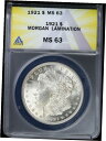  アンティークコイン コイン 金貨 銀貨  1921年 $1 モーガンシルバードル ANACS MS 63 ラミネーション | エラーコイン 未流通- show original title