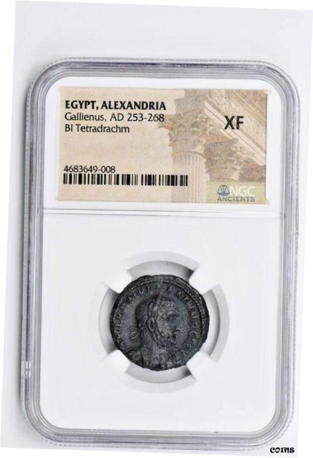  アンティークコイン コイン 金貨 銀貨  エジプト アレクサンドリア Gallienus BI テトラドラクム AD 253-268 NGC XF ウィッターコイン- show original title