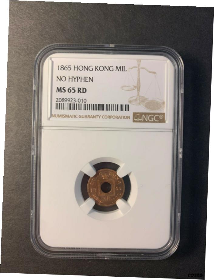  アンティークコイン コイン 金貨 銀貨  香港 1ミル 1865 ノー ハイフン レッド GEM 未流通 NGC MS65 RD- show original title