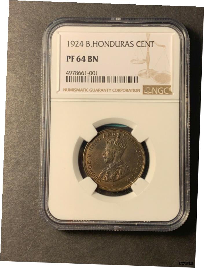  アンティークコイン 硬貨 英国ホンジュラス ジョージV 1セント 1924 プルーフ NGC PF64 BN- show original title  #oot-wr-5686-281