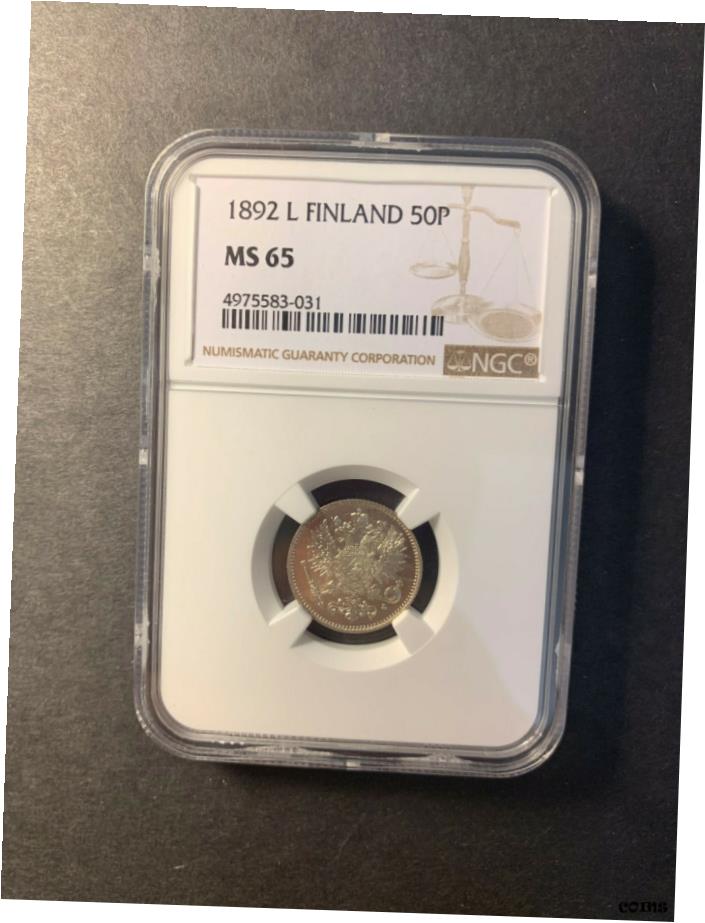  アンティークコイン コイン 金貨 銀貨  フィンランド アレクサンダー III シルバー 50 ペニヤ 1892 L GEM 未流通 NGC MS65- show original title