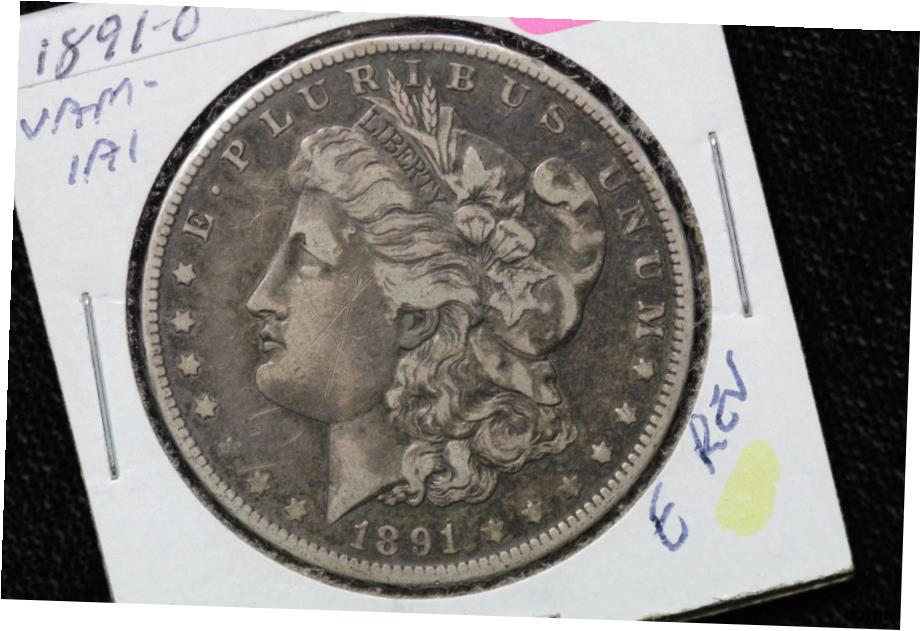 【極美品/品質保証書付】 アンティークコイン コイン 金貨 銀貨 [送料無料] 1891年-O モーガン ドル VAM-1A1 クラッシュ E リバース- show original title