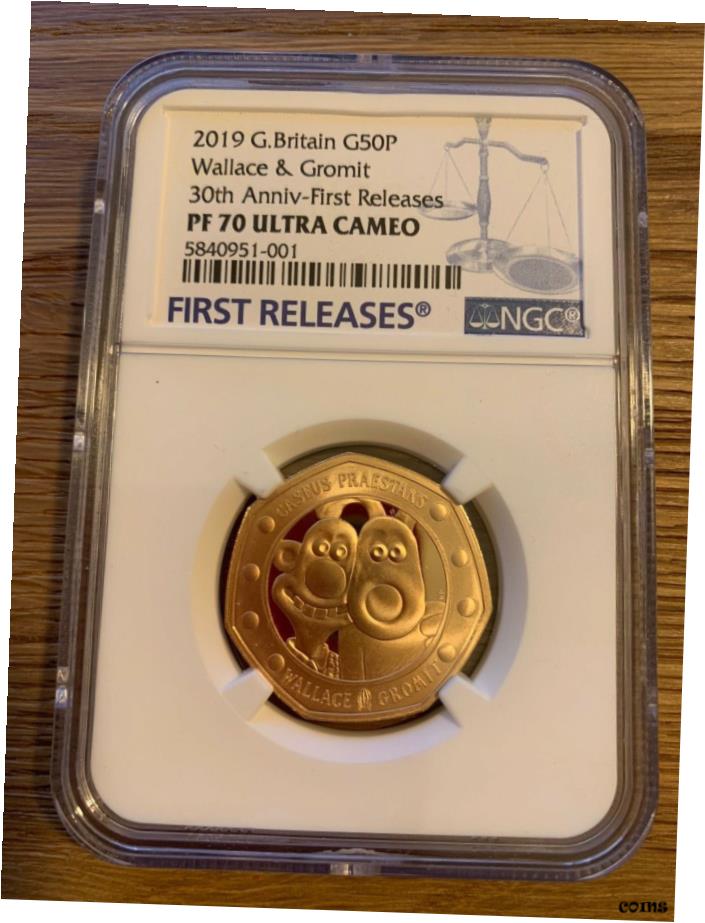 【極美品/品質保証書付】 アンティークコイン 金貨 2019 Royal Mint Gold Proof Wallace Gromit 50p NGC PF70UC COA 002 FIRST RELEASE 送料無料 got-wr-5732-13