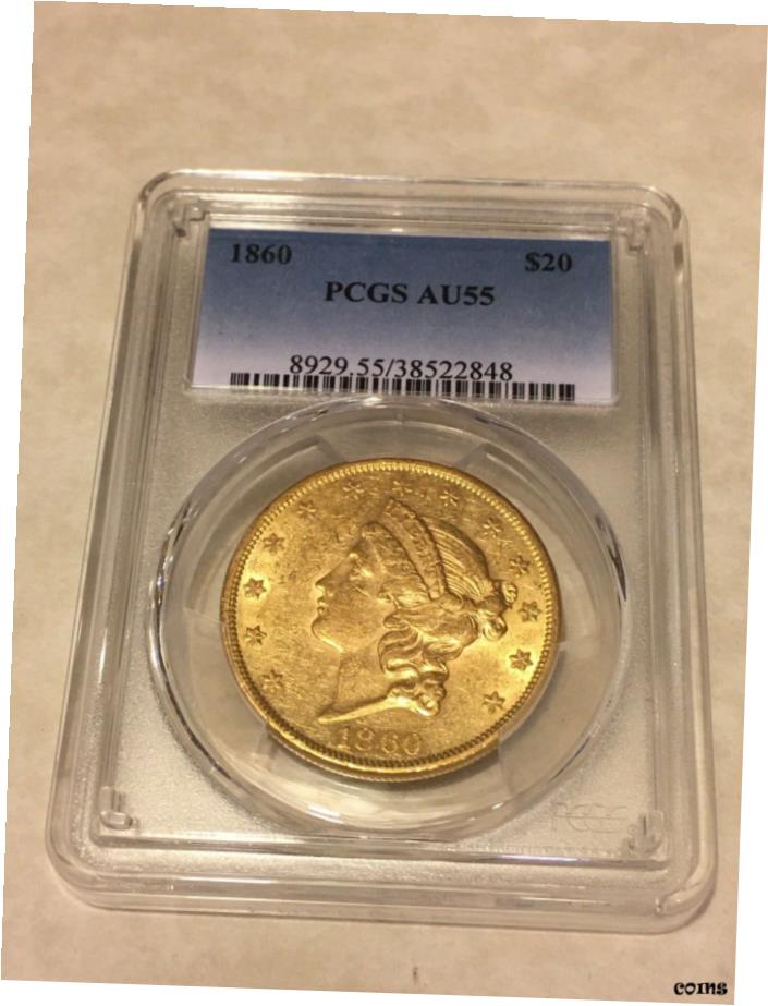 【極美品/品質保証書付】 アンティークコイン 硬貨 1860 AU55 PCGS リバティ ダブルイーグル $20 ゴールド コイン ベリー ナイス アイクリーン ラストルース- show original title [送料無料] #oot-wr-5845-146