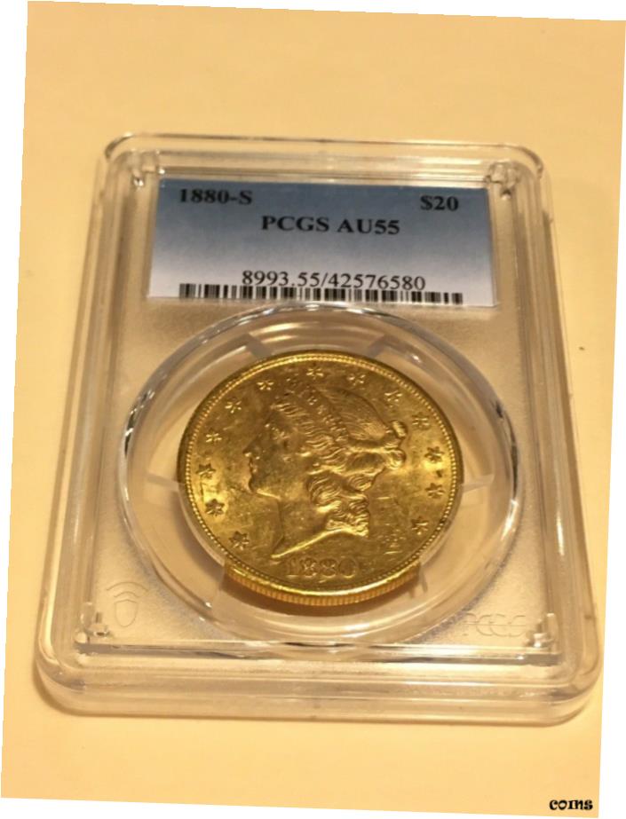 【極美品/品質保証書付】 アンティークコイン 硬貨 1880年-S AU55 PCGS Liberty ダブルイーグル $20 ゴールドコイン 素晴らしいアピール ラストルース- show original title [送料無料] #oot-wr-5845-249