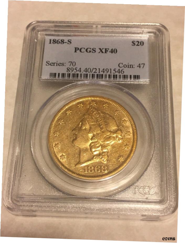 【極美品/品質保証書付】 アンティークコイン 硬貨 1868-S $20 PCGS XF40 リバティ ダブルイーグル ゴールド コイン PQ ラストルース アイクリーン- show original title [送料無料] #oot-wr-5845-348