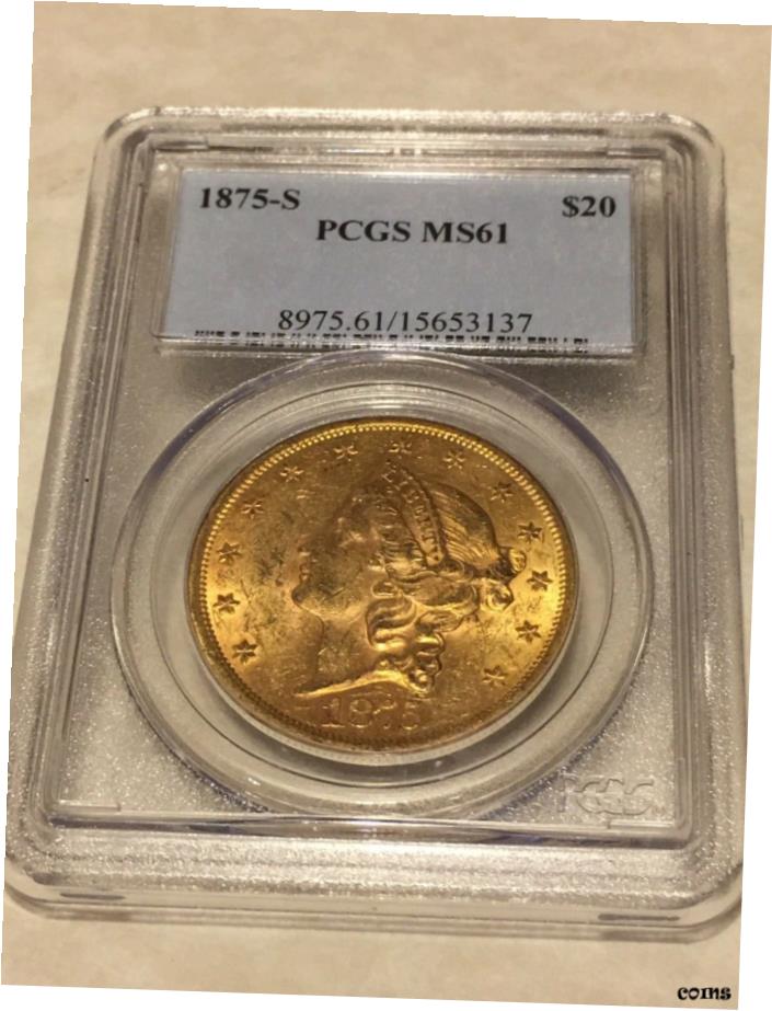 【極美品/品質保証書付】 アンティークコイン 硬貨 1875年-S MS61 PCGS Liberty ダブルイーグル $20 ゴールド コイン ラストルース レア- show original title [送料無料] #oot-wr-5845-60