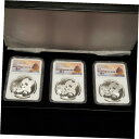 2019 (G, Y, S) 10 元 中国 30 g シルバー パンダ コイン 3 個セット-NGC MS 70-X16492019 (G, Y, S) 10 Yuan China 30g Silver Panda Coin Set of 3-NGC MS 70-X1649