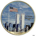 2001 9/11 ツインタワー ゴッドブレス アメリカ国旗 カラー付き アメリカンシルバー イーグル2001 9/11 Twin Tower God Bless American Flag Colored American Silver Eagle