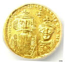 Byzantine Constans II AV ソリダス ゴールド コイン 641-668 AD-ICG MS63 (チョイス BU UNC)- show o...