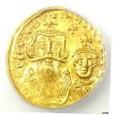 Byzantine Constans II AV ソリダス ゴールド コイン 641-668 AD-ICG MS63 (チョイス BU UNC)- show o...