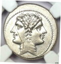 Roman Anonymous AR Quadrigatus Dioscuri Janiform コイン 225 BC-NGC Choice AU Roman ...