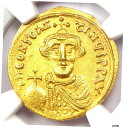 Byzantine Constans II AV Solidus ゴールド コイン 641-668 AD 認定 NGC MS (UNC)- show origi...