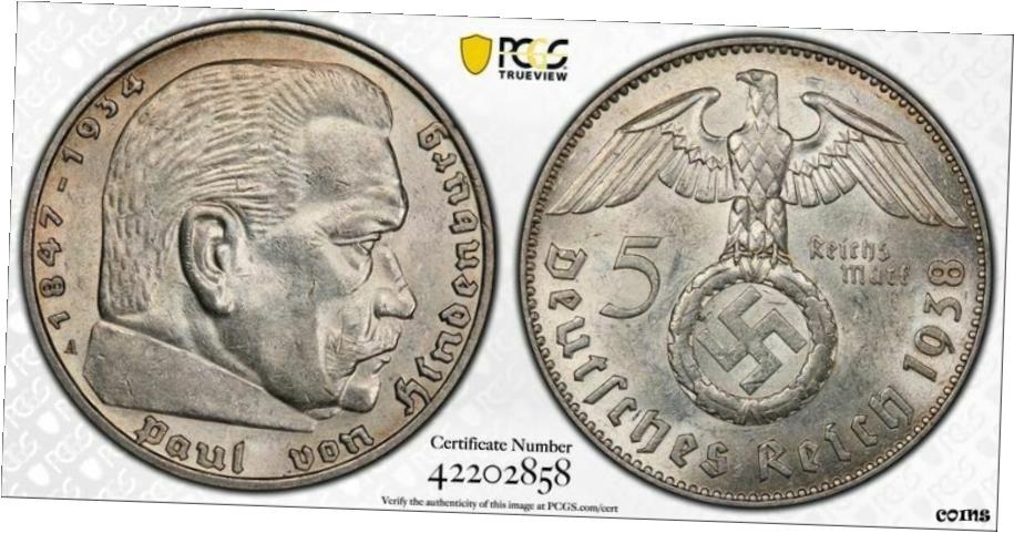 ڶ/ʼݾڽա ƥ    [̵] 1938-A Germany 5 Mark PCGS AU5...