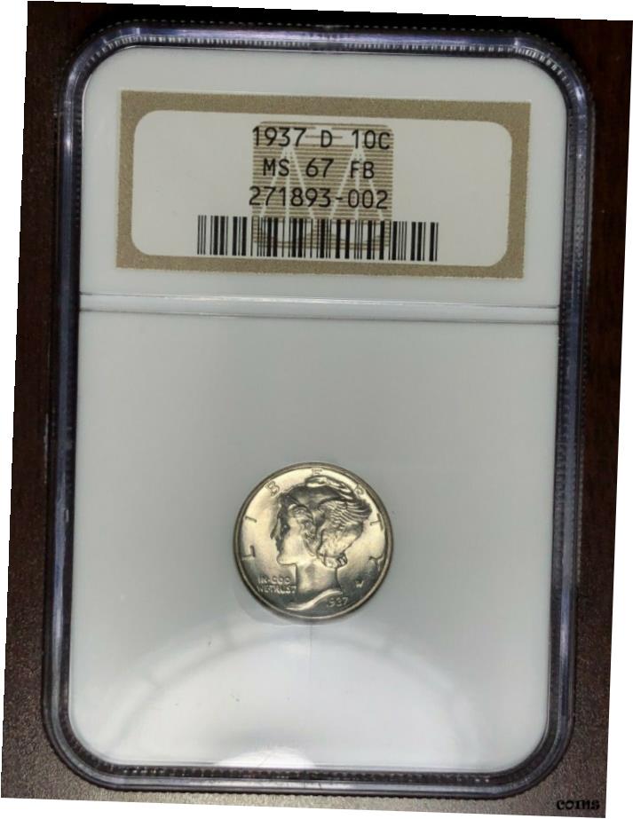 【極美品/品質保証書付】 アンティークコイン コイン 金貨 銀貨 [送料無料] 1937 D NGC MS-67 FB マーキュリーダイム 美しいルースター ！ #W6813- show original title