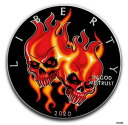2020 アメリカン イーグル バーニング ツイン スカル カラー 1オンス 0.999 シルバー コイン ボックス & 鑑定書2020 American Eagle Burning Twin Skull Color 1oz .999 Silver Coin Box & Certificate of Authenticity