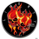 2020 アメリカン イーグル バーニング ツイン スカル カラー 1オンス 0.999 シルバー コイン ボックス & 鑑定書2020 American Eagle Burning Twin Skull Color 1oz .999 Silver Coin Box & Certificate of Authenticity