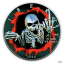 2020 アメリカンイーグル $1 アングリースケルトン 指彩色 1オンス 0.999 シルバーコイン2020 American Eagle $1 Angry Skeleton Finger Painted 1oz 0.999 Silver Coin