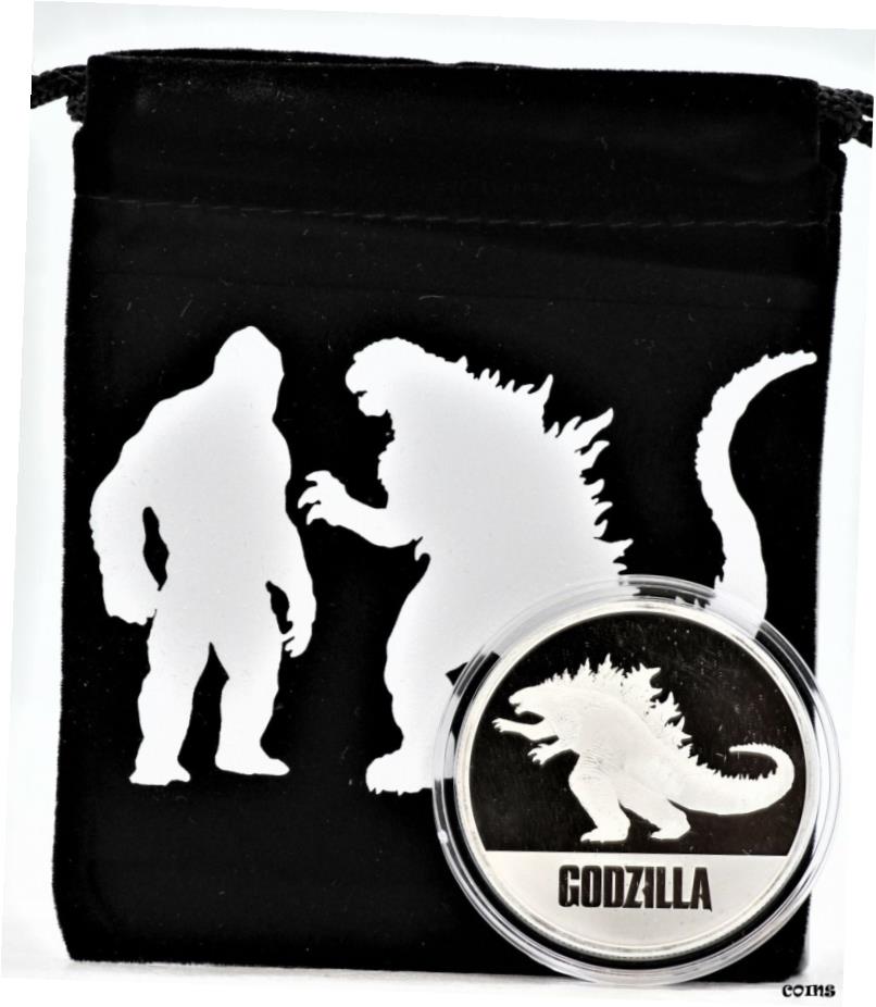 【極美品/品質保証書付】 アンティークコイン コイン 金貨 銀貨 送料無料 2021 ゴジラ 1オンス シルバー コイン Niue 2 BU Godzilla vs Kong ムービー ポーチ付き JK492- show original title