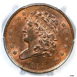 【極美品/品質保証書付】 アンティークコイン 硬貨 1833 PCGS MS 64 RB クラシックヘッド ハーフセントコイン 1/2c- show original title [送料無料] #oot-wr-6017-9