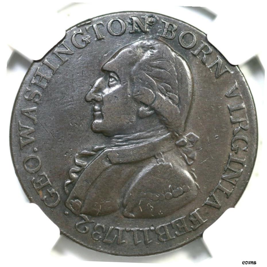 【極美品/品質保証書付】 アンティークコイン 硬貨 （ 1792 ） B-22 B-60 NGC VF ディテール BORN VIRIGINIA ワシントン コロニアル コイン 1c- show original title [送料無料] #oot-wr-6018-20