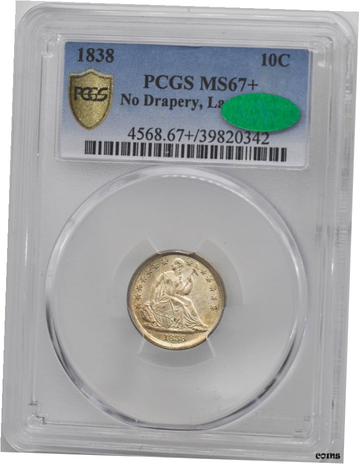 【極美品/品質保証書付】 アンティークコイン 硬貨 1838 リバティシーテッド 10C PCGS MS 67+- show original title [送料無料] #oot-wr-6020-106