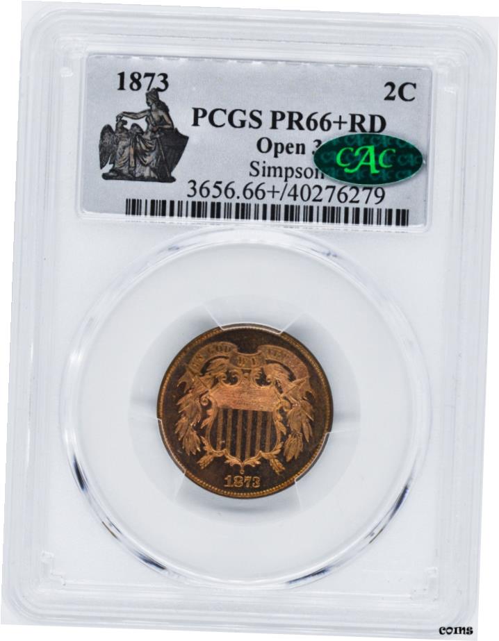 【極美品/品質保証書付】 アンティークコイン 硬貨 1873年 2C PCGS PR 66+ RD- show original title [..