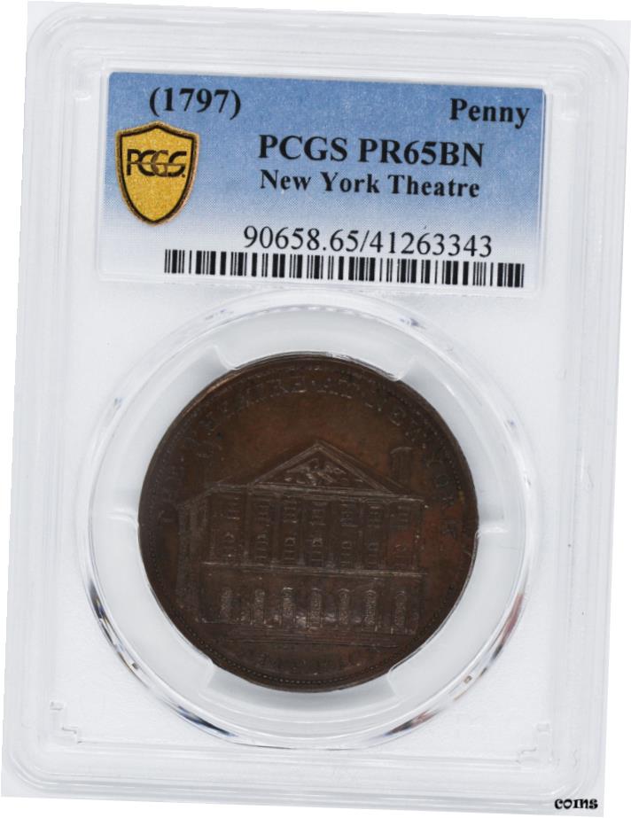 【極美品/品質保証書付】 アンティークコイン 硬貨 1797 ニューヨークシアターペニー PCGS PR 65 BN- show original title [送料無料] #oot-wr-6020-273