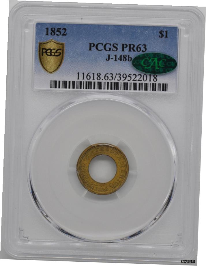 ڶ/ʼݾڽա ƥ Ų 1852ǯ  G$ 1 J-148B PCGS PR 63- show origi...