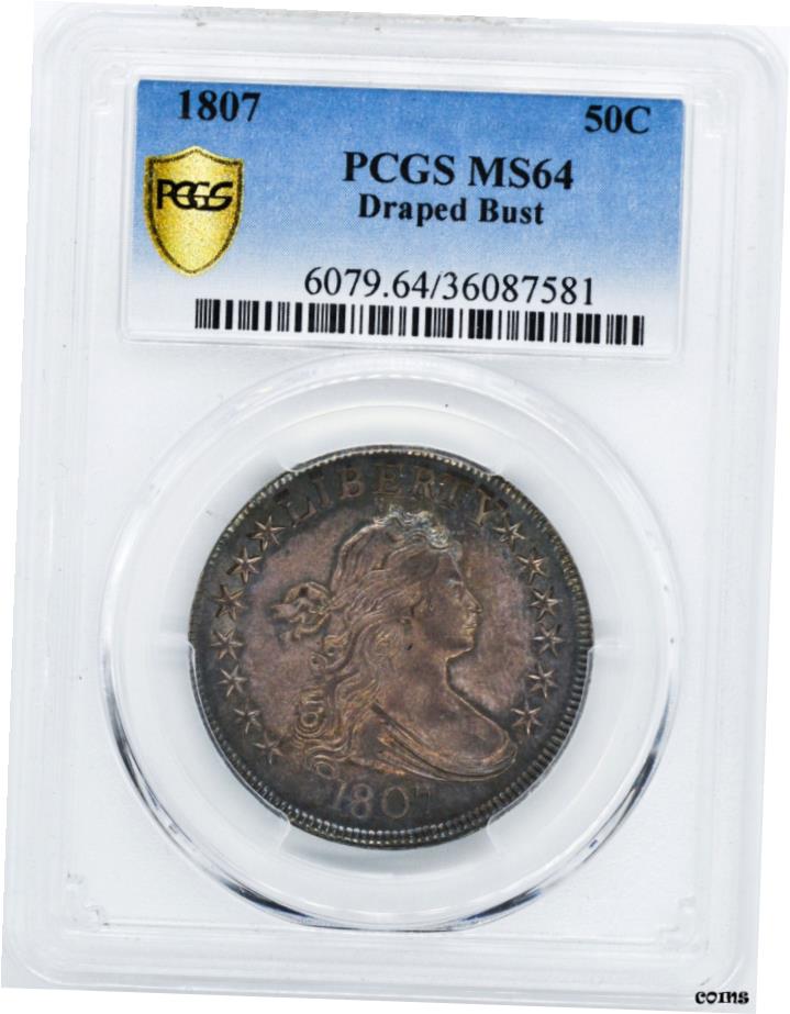 【極美品/品質保証書付】 アンティークコイン 硬貨 1807 DRAPED BUST 50C PCGS MS 64- show original title [送料無料] #oot-wr-6020-423