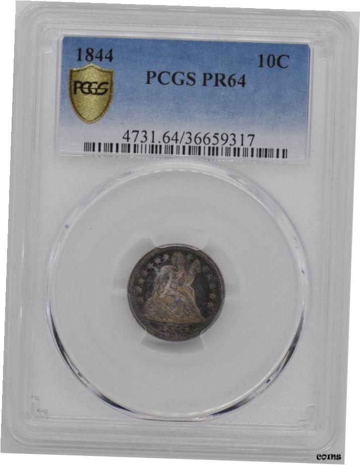 【極美品/品質保証書付】 アンティークコイン 硬貨 1844 リバティシーテッド 10C PCGS PR 64- show original title [送料無料] #oot-wr-6020-474