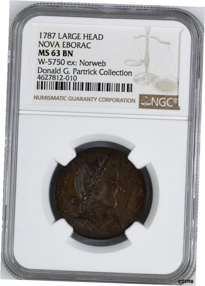 ڶ/ʼݾڽա ƥ Ų 1787 NOVA EBORAC LG إåɥåѡ PCGS MS 63 BN- show original title [̵] #oot-wr-6020-489