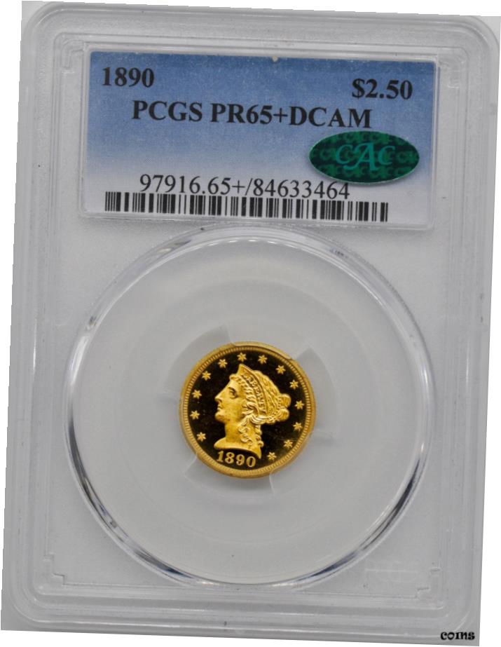 【極美品/品質保証書付】 アンティークコイン 硬貨 1890 リバティヘッド $2.5 PCGS PR 65+ DCAM- show original title [送料無料] #oot-wr-6020-494