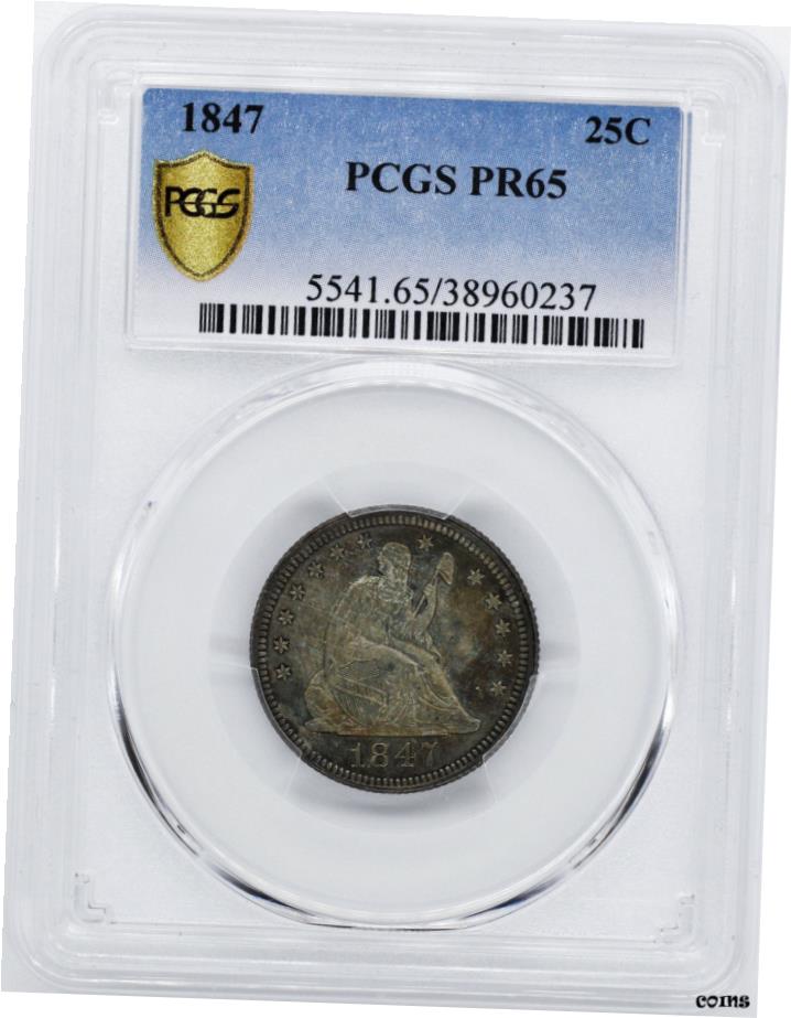 【極美品/品質保証書付】 アンティークコイン 硬貨 1847 リバティシーテッド 25C PCGS PR 65- show original title [送料無料] #oot-wr-6020-566