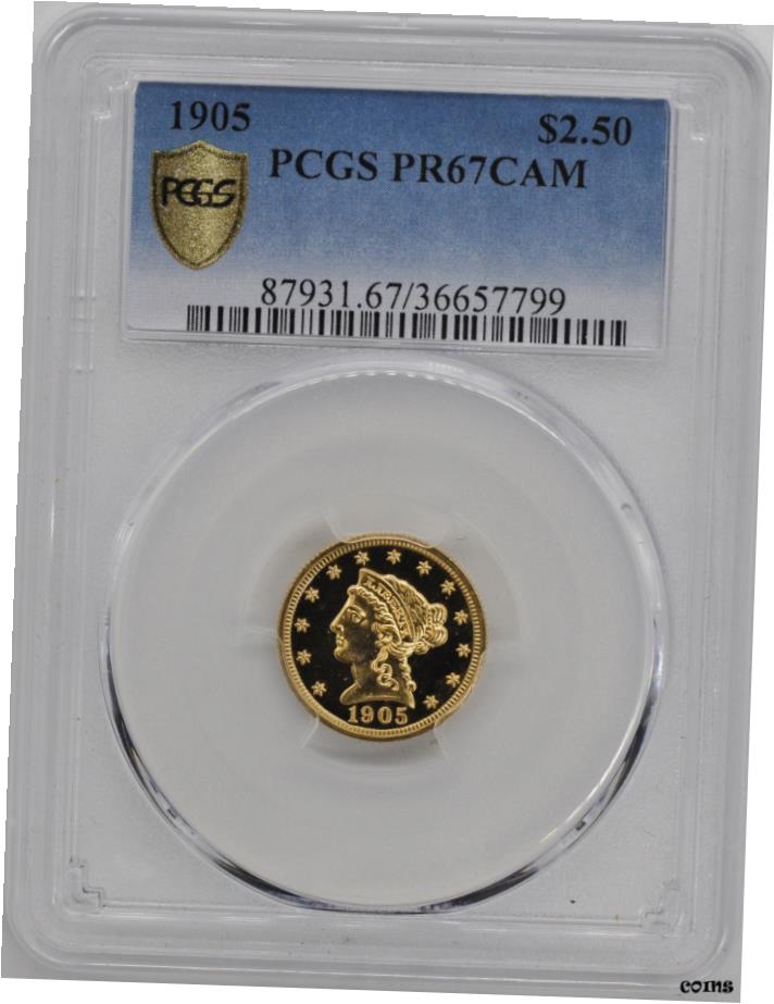 【極美品/品質保証書付】 アンティークコイン 硬貨 1905年 リバティヘッド $2.5 PCGS PR 67 CAM- show original title [送料無料] #oot-wr-6020-605