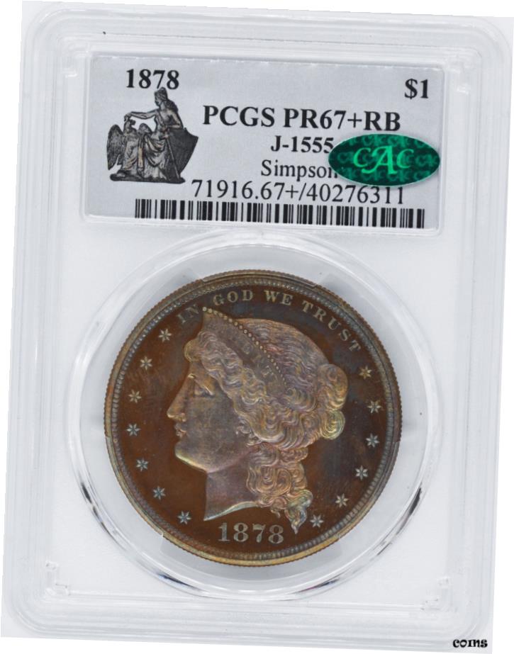 【極美品/品質保証書付】 アンティークコイン 硬貨 1878年 $1 J-1555 PCGS PR 67+ RD- show original title [送料無料] #oot-wr-6020-643