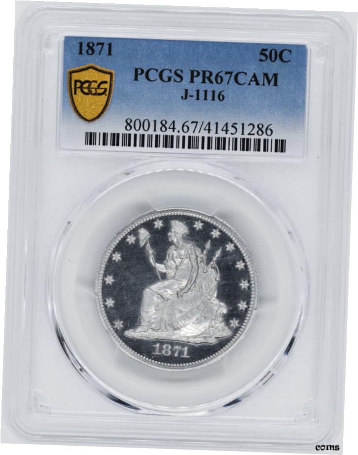 【極美品/品質保証書付】 アンティークコイン 硬貨 1871年 LONGACRE 50C J-1116 PCGS PR 67 CAM- show original title [送料無料] #oot-wr-6020-657