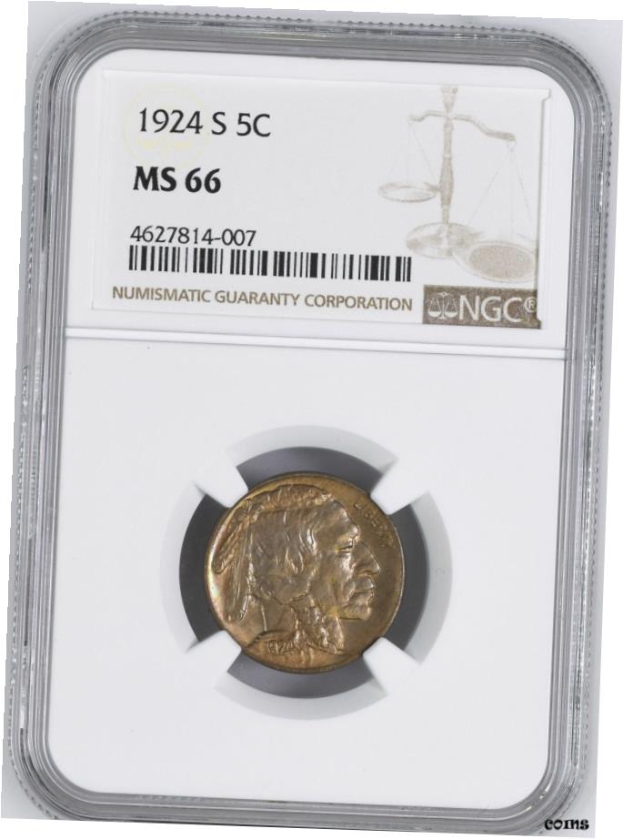 【極美品/品質保証書付】 アンティークコイン 硬貨 1924-S BUFFALO 5C NGC MS 66- show original title [送料無料] #oot-wr-6021-27