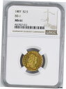 【極美品/品質保証書付】 アンティークコイン 硬貨 1807 DRAPED BUST $2.5 NGC MS 61- show original title [送料無料] #oot-wr-6021-336