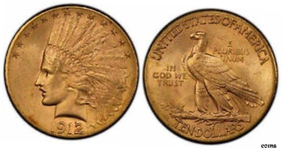 【極美品/品質保証書付】 アンティークコイン 硬貨 1912-S AV $10, Eagle. PCGS MS63 サンゴーデンズ サンフランシスコ IGWT KM 130.- ..