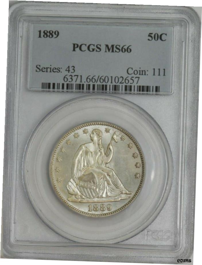 【極美品/品質保証書付】 アンティークコイン 硬貨 1889 Seated Liberty Half 50c MS66 PCGS 944201-8 送料無料 oot-wr-6027-396