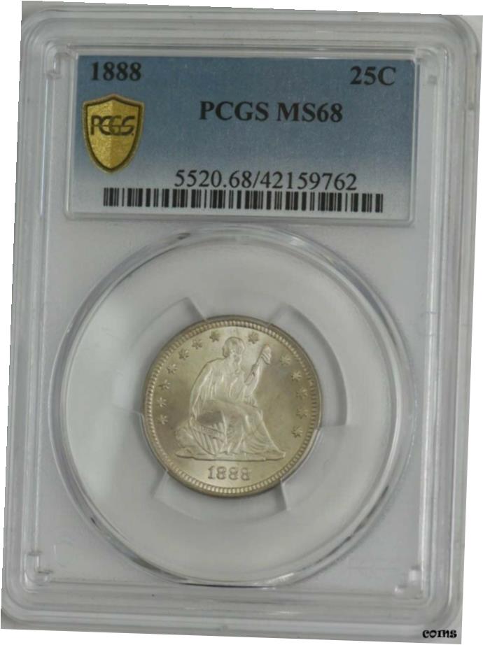 【極美品/品質保証書付】 アンティークコイン 硬貨 1888年 Seated Liberty Quarter 25C MS68 PCGS Secure 944137-1- show original title 送料無料 oot-wr-6027-397