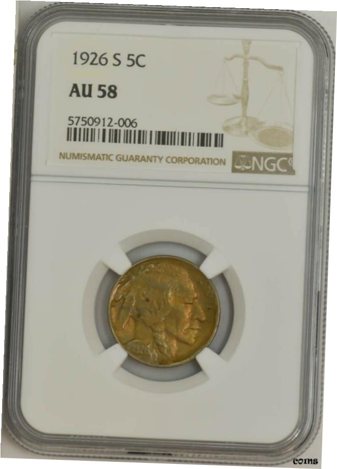 【極美品/品質保証書付】 アンティークコイン 硬貨 1926年-S バッファローニッケル 5C AU58 NGC 944536-14- show original title [送料無料] #oot-wr-6028-150