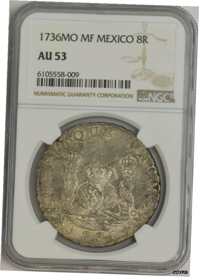 yɔi/iۏ؏tz AeB[NRC RC   [] 1736MO MF LVR 8 Reales AU53 NGC 944115-3- show original title