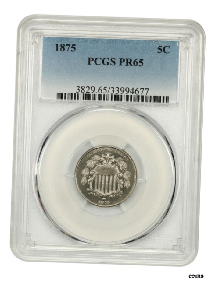 【極美品/品質保証書付】 アンティークコイン コイン 金貨 銀貨 [送料無料] 1875 5c PCGS PR 65-スカーチェプルーフシールドニッケル-スカーチェプルーフ- show original title