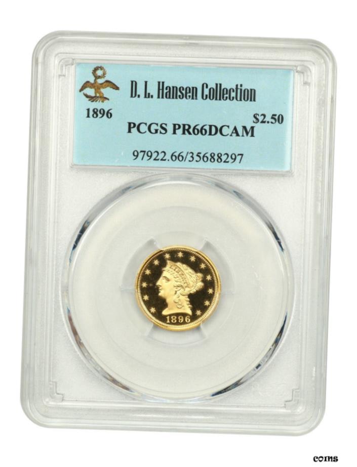 【極美品/品質保証書付】 アンティークコイン 硬貨 1896年 2 1/2 PCGS PR 66 DCAM ex: D.L. ハンセン-フロスティ Gem プルーフ ！- show original title [送料無料] #oot-wr-6044-1394